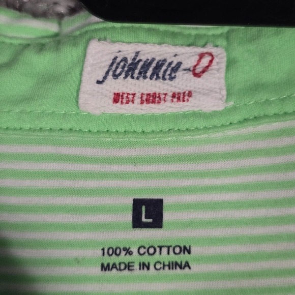 Johnnie O Men Cotton Striped Polo Shirt Size Large Green Golf Office Casual - Picture 4 of 10